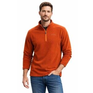 Eddie Bauer Polartec Fleece Quarter Zip Pullover Burnt Orange Mens TL